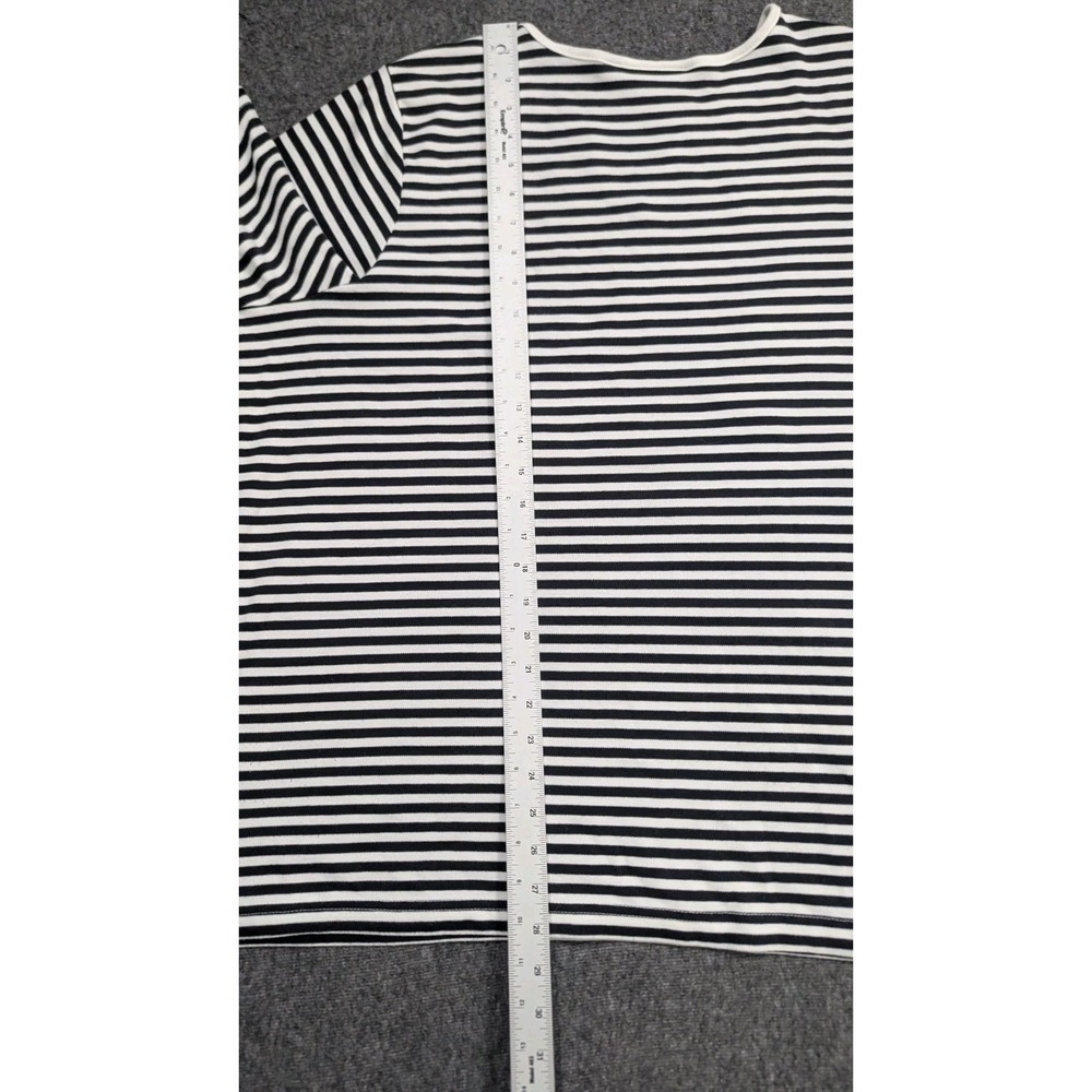 Quaker Factory Shirt Womens 2X Black White Stripe Coastal Granny Cottagecore - Picture 11 of 16
